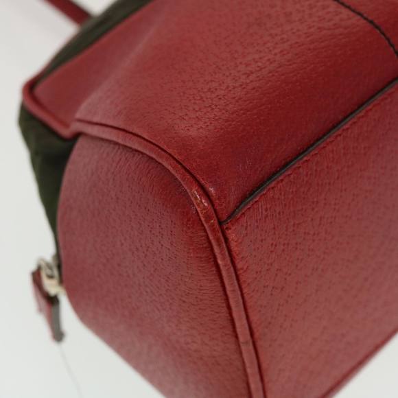 PRADA Hand Bag Nylon Leather Red Green Auth 44987 - Picture 15 of 16